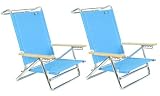 5 pos Lay Flat Beach Chair - Light Blue - 2 Chairs includ by Copa