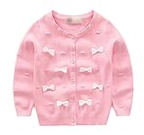 MissとMr ベビー服 女児 女の子 カーディガン 上着 ニット セーター 通学 習い事 お祝い ギフト 上品 カーディガン ニット冷房対策 お出かけ 秋冬 子供服 (85cm, ピンク)