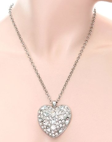 Improving Lifestyles Crystal Rhinestones Heart Pendant with Chain and extension
