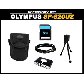 Accessory Kit for Olympus Stylus SP-820UZ Digital Camera includes HDMI Cable + USB Card Reader + Small Camera Case + 8GB SD Memory Card