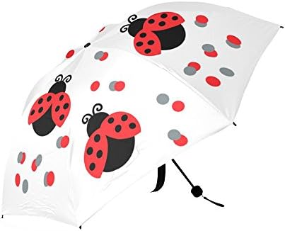 Hipster Funny Ladybug &amp; Polka Dots Folding Compact Sun/Rain Umbrella, Foldable Rain Travel Umbrella UV Protected