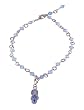 Anklet - A56 - Sized to Fit - Swarovski (tm) Crystal Beads ~ Lt. Sapphire with FlipFlop Slipper Charm.