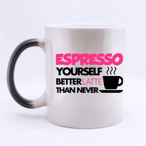 Fashion ESPRESSO YOURSELF BETTER LATTE THAN NEVER Heat Sensitive Color Changing Mug Custom Ceramic Morphing Coffee/Tea Cup Mug