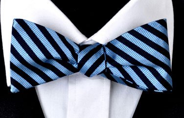 Blue & Navy Stripe Tie Yourself Bowtie #3411