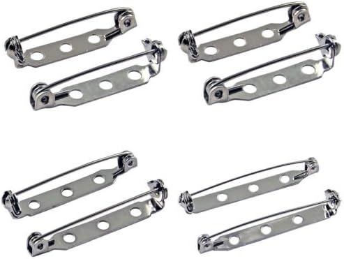 Household Mall 1.4 inch Silver Tone Craft Pin Backs with Lock Hat Name Badge Parts Brooch Pin, Set of 48pcs