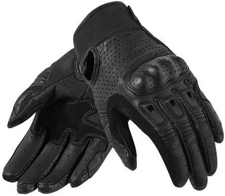 Leather Perforated Carbon Fiber Pro-Biker Bicycle Motorcycle Motorbike Powersports Racing Finger Cycling Gloves (Large)