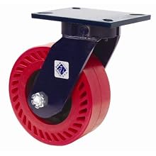 RWM Casters 76 Series Plate Caster, Swivel, Kingpinless, Phenolic Wheel, Roller Bearing, 2500 lbs Capacity, 8" Wheel Dia, 3" Wheel Width, 10-1/2" Mount Height, 7-1/4" Plate Length, 5-1/4" Plate Width
