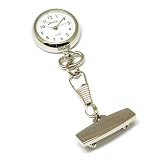 La Olivia Collection - TOC08 - Montre Gousset Infirmi&egrave;re Argent&eacute;e avec Cha&icirc;ne &agrave; Mousqueton