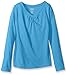 French Toast Girls' Big Girls' Long Sleeve V-Neck T-Shirt, Vivid Blue, 7/8