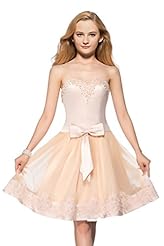 A-line Applique  Short Sweetheart Tulle  Dress With Pearls