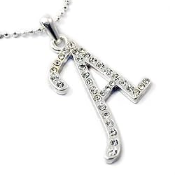 Clear Crystal Initial Letter Pendant Necklace Fashion Jewelry -- Letter A