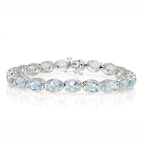 10k White Gold Oval Cut Blue Topaz Bracelet, 7
