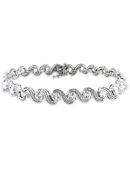 Sterling Silver 7 3/4ct TGW Created White Sapphire Bracelet (7.25")