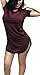 Hqclothingbox Women's Short Sleeve Slim Mini Tee shirt Dress Medium Wine Red