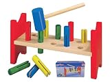 Heros 27102 - Klopfbank, Holz mit 10 bunten Stöpseln, 27cm