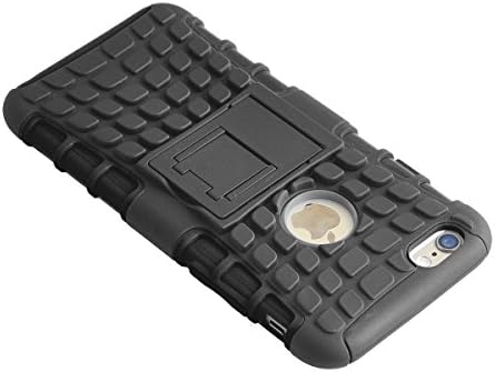 Alicases iPhone 6 Plus Case, [Black]Kickstand Hybrid Dual Layer 2 in 1 Rugged Durable Shockproof Protective Case Cover + HD Clear Screen Protector + 1pcs Dust Plug for iPhone 6 Plus 5.5 Inche Screen