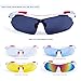 RIVBOS 806 POLARIZED Sports Sunglasses with 5 Set Interchangeable Lenses for Cycling (806-White)