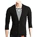 Mens Casual V-neck Button Cardigan Sweater BLACK 2XL (T131Z) - BLACK