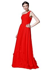 Floor Length One Shoulder Lace  Chiffon 2015 Evening Dress/Bridesmaid Dress/Prom Dress  With Ruffles