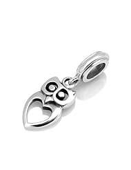 Chuvora Sterling Silver Owl Cut-Out Dangle Bead Charm Fits Pandora Bracelet