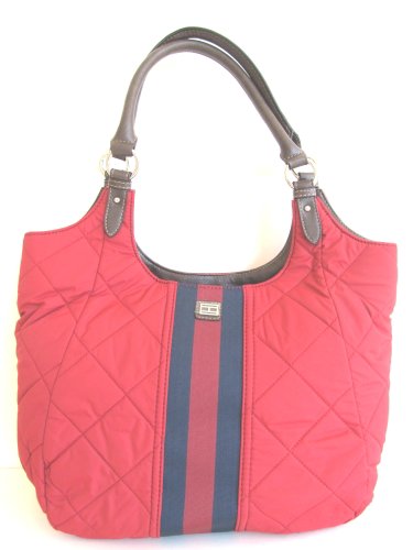 Tommy Hilfiger Quilted Handbag Red/Blue Stripe