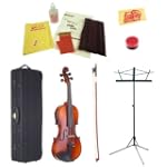 Barcelona B-3000 Concert Series 4/4-Size Acoustic-Electric Violin Bundle with 2-Band EQ, Music Stand, Care Kit, Polishing Cloth, Case, Bow, and Rosin - Natural
