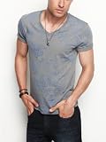 41IHpmMtbSL. SL160  GUESS TAHITIAN V Neck Faded Reptile Print Tee