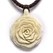 Rose Carved Bone Pendant With Adjustable Mahogany Woven Necklace
