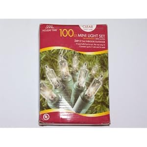 Holiday Time Clear Mini Light Set 100 clear lights green wire by Holiday Time