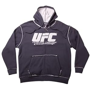 UFC Men's Sherpa Fleece Zip Hoodie (Charcoal/Silver, Small)