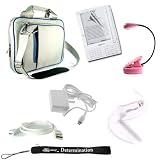 Amazon Kindle DX Travel Carrying Case Bag + Includes a 4-inch ebigvalue (TM) Determination Hand Strap + Includes a 3 in 1 Combo Home & Car Charger with USB Data Sync Cable + Screen Protector Guard + eBook Reader Light (Flexable neck, Dual LED)
