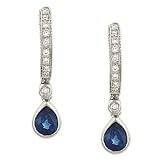 Blue Sapphire (.86ct) & Diamond (.14ct) Hoop Earrings