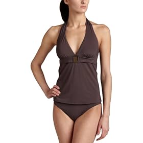 Buy Calvin Klein Ladies Calvin Klein Shirred Tankini Set Swimsuit by Calvin Klein