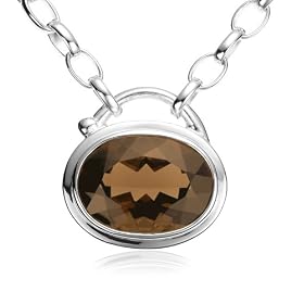 Sterling Silver Oval Smoky Quartz Necklace by Amazon.com Collection