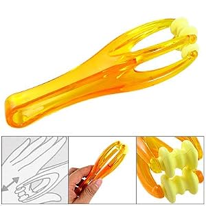 Rosallini Clear Orange Plastic Handle Finger Massager Care Relax