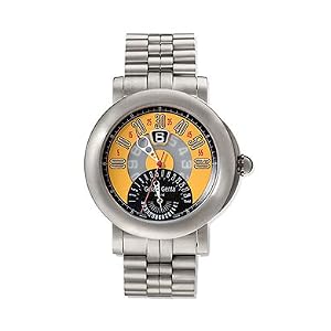 Gerald Genta Arena Sport Bi-retro Mens' Automatic Watch Titanium Yellow Dial BSP-Y-80-264-B8-BD