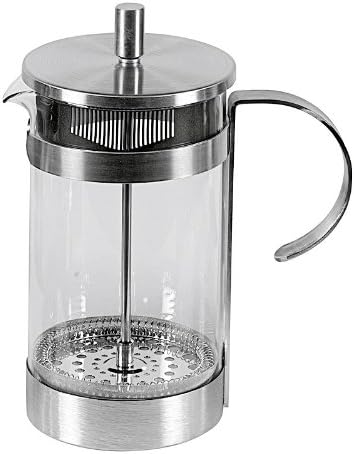 My Basics - Germany Stainless Steel 8 Cup - 4 Mug 1 Liter - 34 Oz Glass French Coffee Press and Espresso Maker Elegantly Designed Heat Resistant Glass A Coffee Lovers Delight Matte Finish