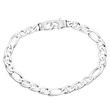 Men's Sterling Silver Handmade Figarucci Link Bracelet Rhodium Plated 8.25