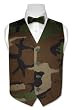 BOY's ARMY Dark Green Camouflage Dress Vest BOWTIE Set for Suit or Tuxedo