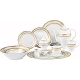 Lorenzo Import Isabella 57-Piece Wavy Porcelain Dinnerware Set
