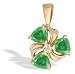 14K Yellow Gold Genuine Trillion Emerald and Diamond Pendant