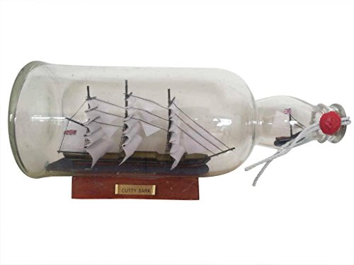 Cutty sark model ship in glass bottle 11" - boat i…