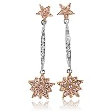 14k Two Tone Gold White and Pink Diamond Star Drop Earrings (HI, I, 0.52 carat)