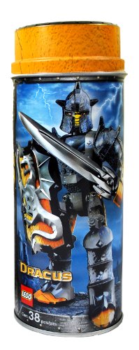 Lego Year 2006 Knights Kingdom Series Knight Figure Set # 8705 - Rogue Knight of the Dragon DRACUS with Shield and Slashing Dragon Sword Plus Collectible Metal Can (Total Pieces: 38)
