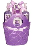 Pampering Lavender Bath and Body Satin Spa Tote for Her - Great Gift Idea for Women and Teen Girls