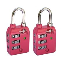 2 x High Security 3-Dial TSA Combination Luggage Locks With SEARCHCHECK (HOT PINK)