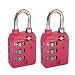 2 x High Security 3-Dial TSA Combination Luggage Locks With SEARCHCHECK (HOT PINK)