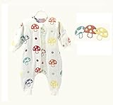 6重ガーゼスリーパー 袖外せる 2way仕様 長袖　キッズ ベビー　綿100%　寝具　秋冬　防寒　オールシーズン使用可能　選べる3色 (M(70cm), きのこ)