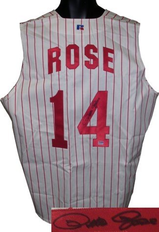 Pete Rose Autographed/Hand Signed Cincinnati Reds Russell Athletic Authentic Jersey Vest