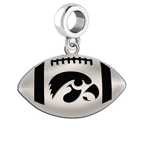 Iowa Hawkeyes Sterling Silver Football Cut Out Drop Charm Fits All European Style Charm Bracelets